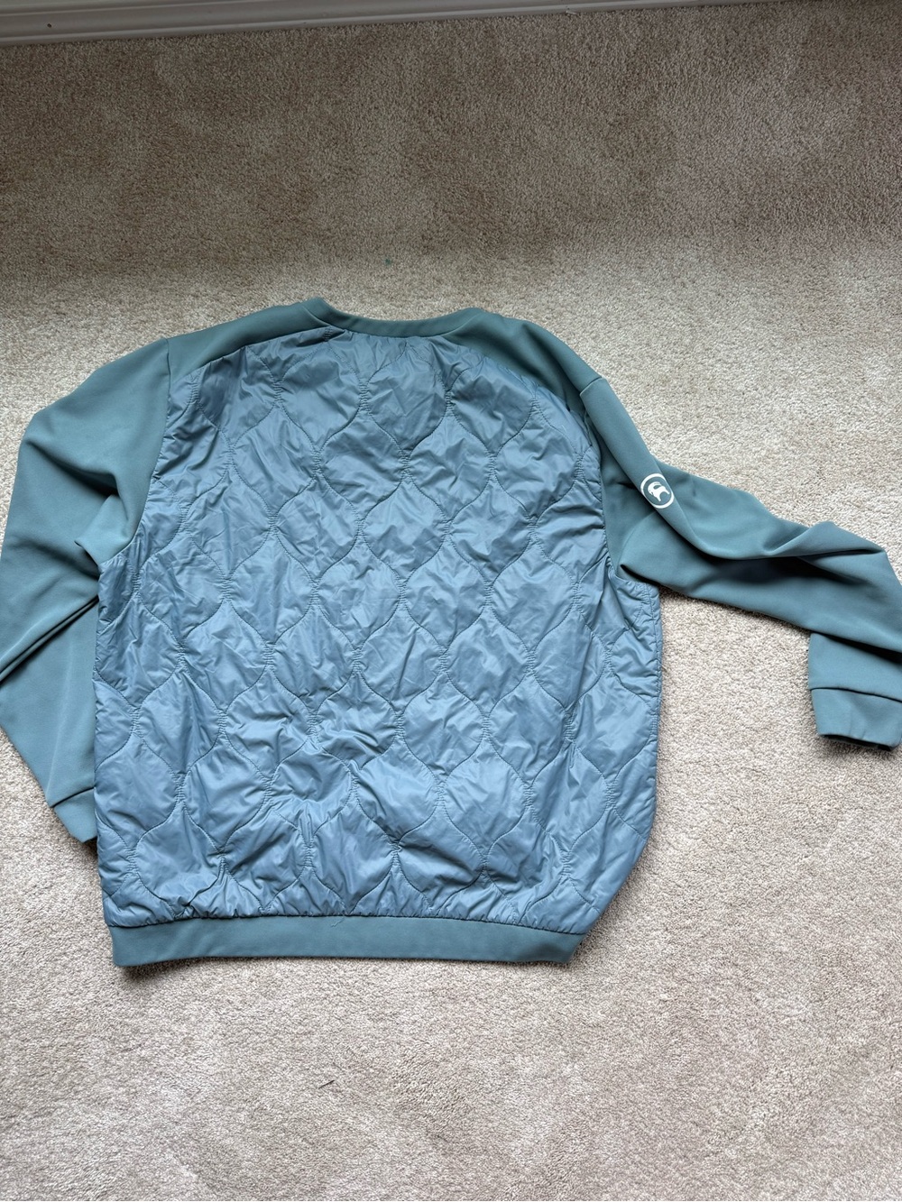 Quilted Crewneck Sweatshirt in Dusty Teal - Men's